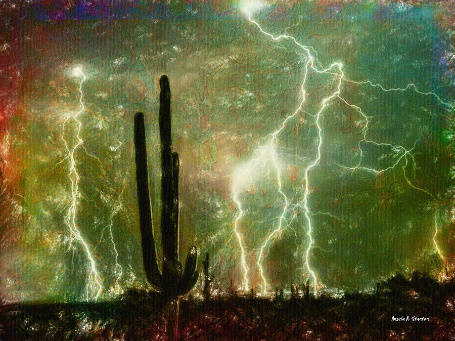 Computer Generated Image Of Lightening Painting by Angela A Stanton