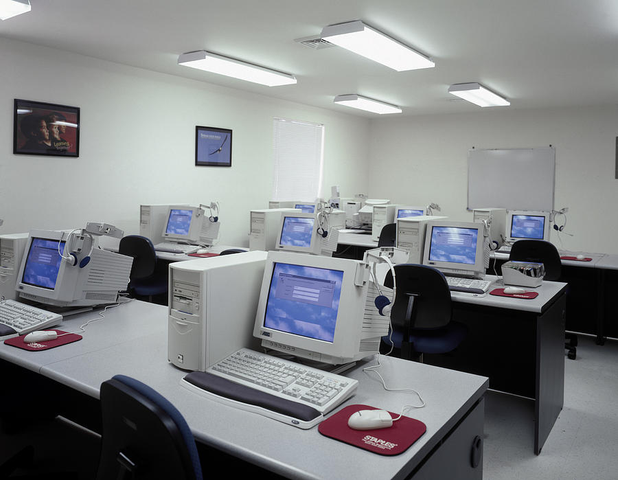 Computer Lab, C1990 Photograph by Granger