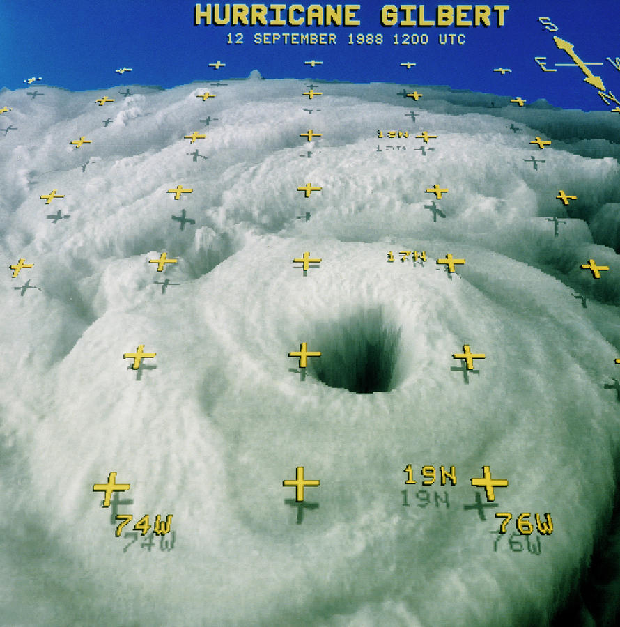 Computerised Satellite Image Of Hurricane Gilbert Photograph by Hasler & Pierce, Nasa Gsfc/science Photo Library
