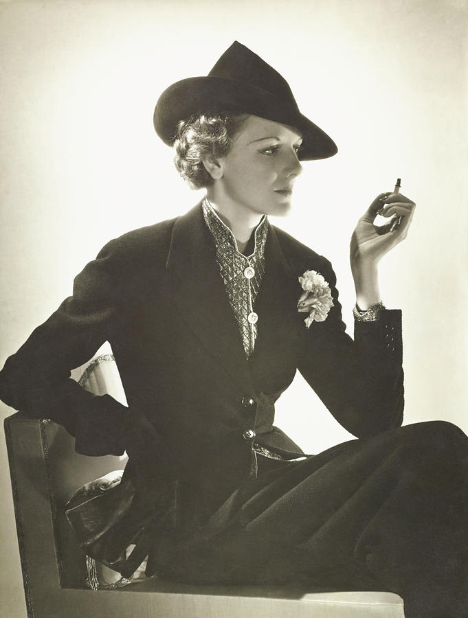 Comtesse De La Falaise In A Wool Suit By Creed Photograph by Horst P. Horst