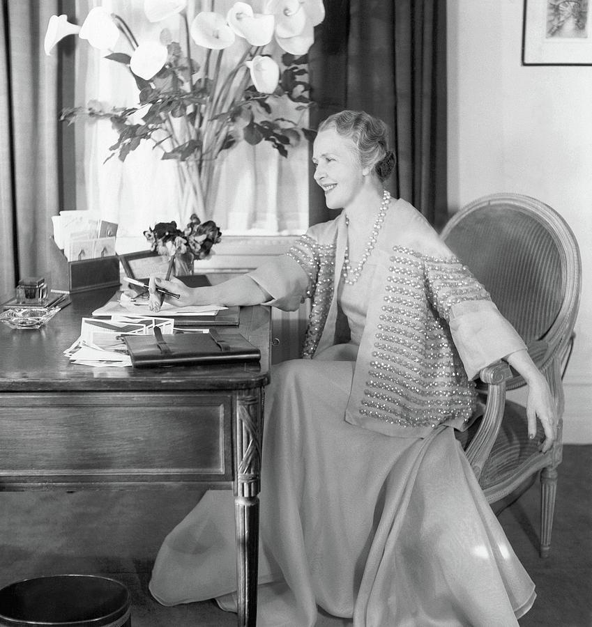 Comtesse Jean De Polignac At Her Desk Photograph by Horst P. Horst