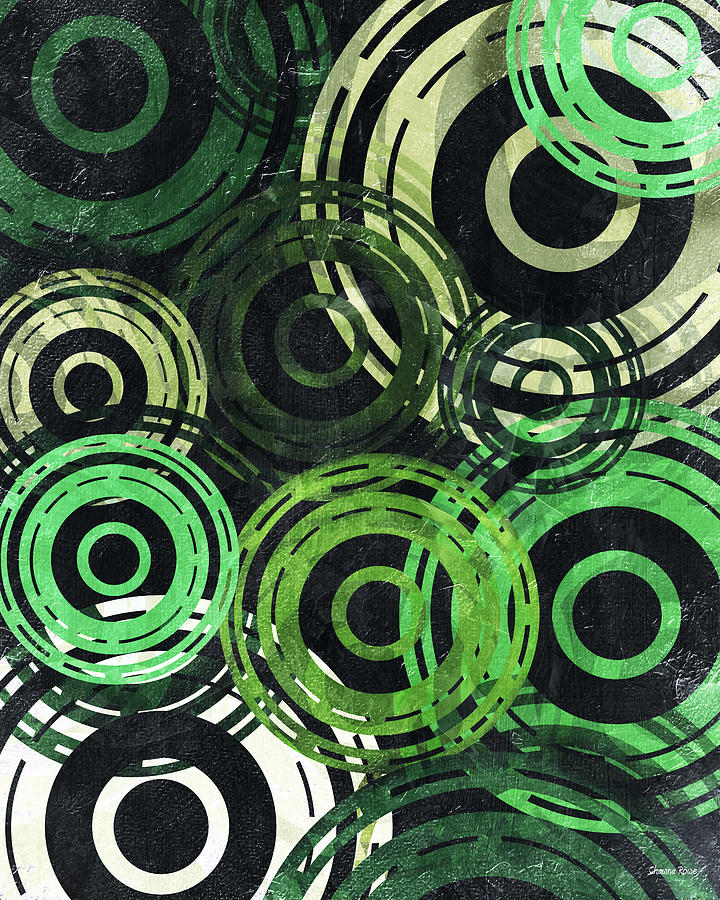 Abstract Digital Art - Concentric Intensity - Green by Shawna Rowe