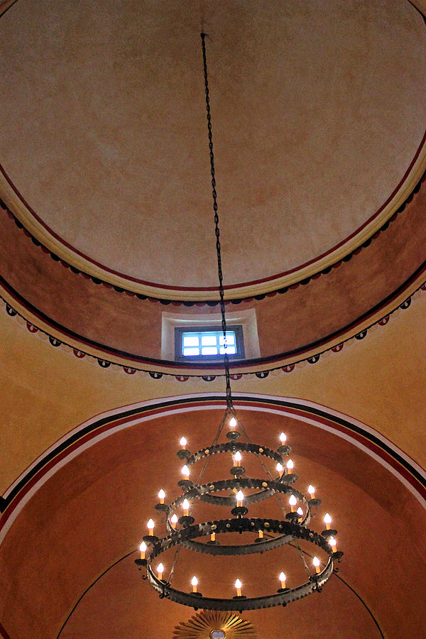 Concepcion Mission Ceiling w Chandelier Photograph by Mary Bedy