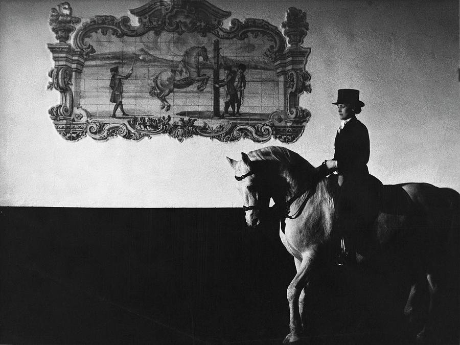 Conchita Cintron Riding A Stallion Photograph by Henry Clarke