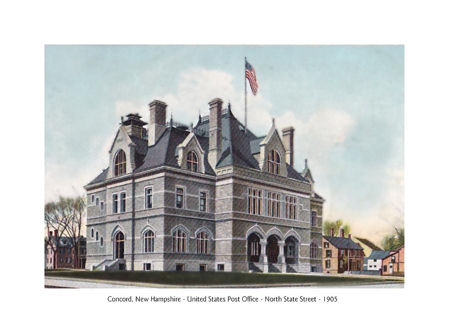 Concord New Hampshire - United States Post Office - North State Street - 1905 Digital Art by John Madison