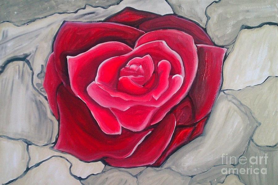 Concrete Rose Painting by Marisela Mungia