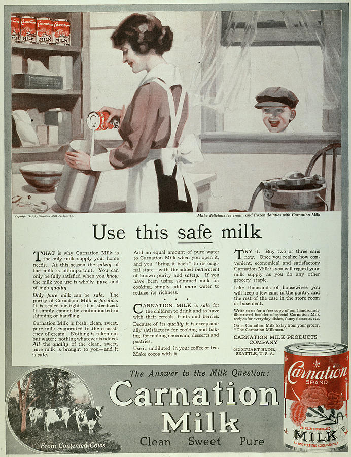 Condensed Milk Ad Carnation Milk Painting by Granger - Fine Art America