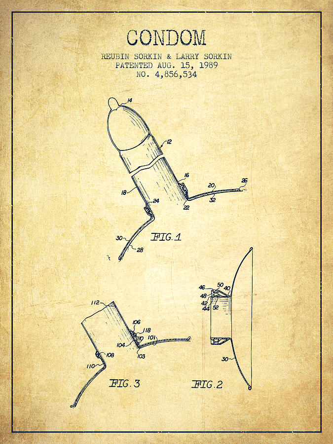 Vintage Digital Art - Condom patent from 1989 - Vintage by Aged Pixel