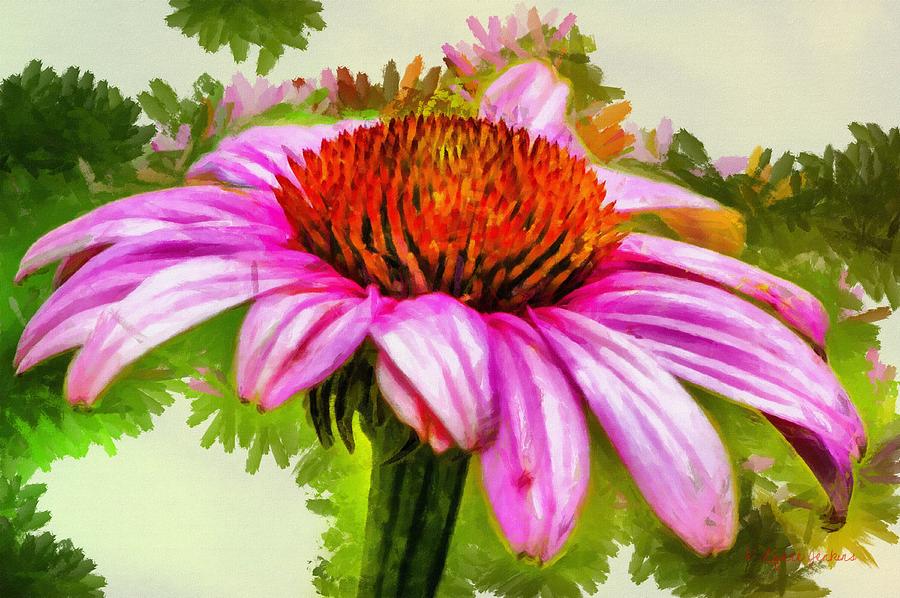 Cone Flower Painted Photograph by Lynne Jenkins