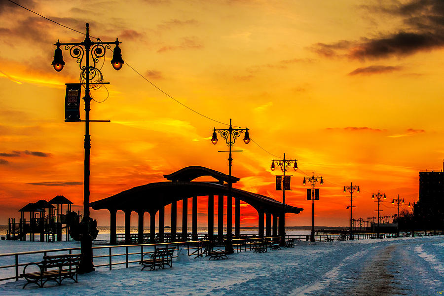 Coney Island Winter Sunset Photograph by Chris Lord