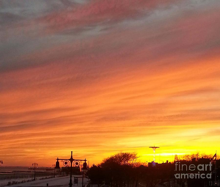 Coney Island Winter Sunset Photograph by John Telfer