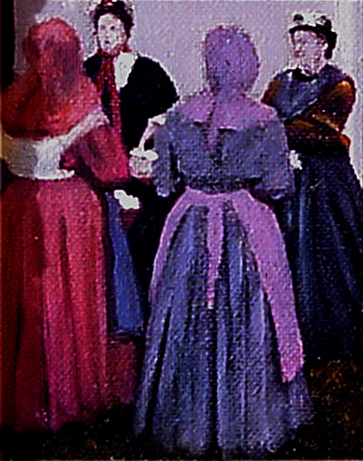 Confab Girls Painting by David Zimmerman