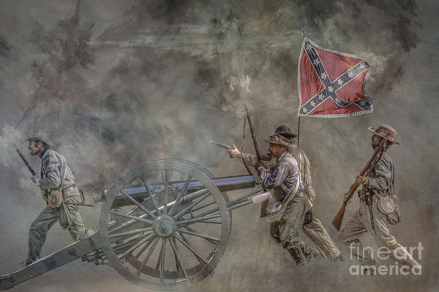 Confederate Infantry Charge Civil War Digital Art by Randy Steele