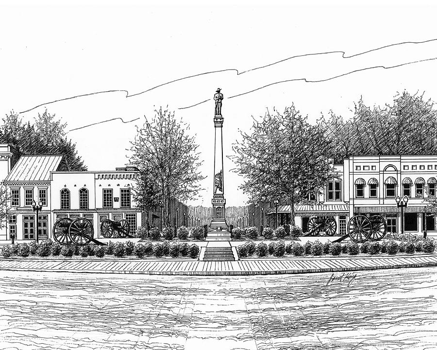 Confederate Monument in Franklin TN Drawing by Janet King