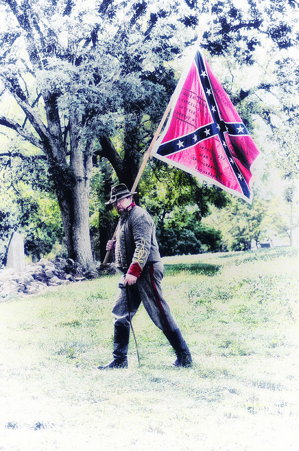 Flag Photograph - Confederate Soldier by Bill Cannon