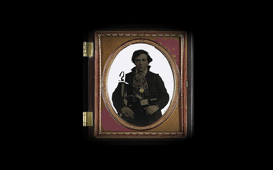 Confederate soldier daguerreotype circa 1863 color added 2013 Photograph by David Lee Guss