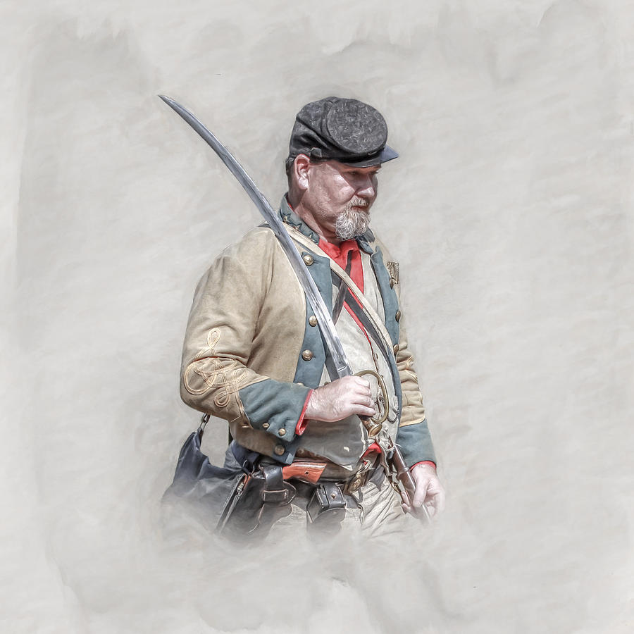 Confederate Soldier with Sword Portrait   Digital Art by Randy Steele