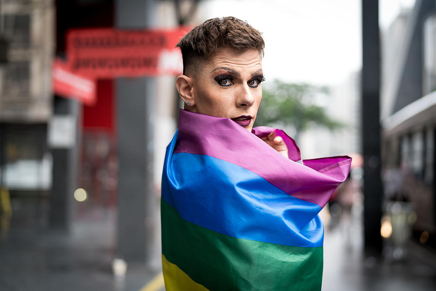 Confident Gay Boy Holding Rainbow Flag Photograph by FG Trade