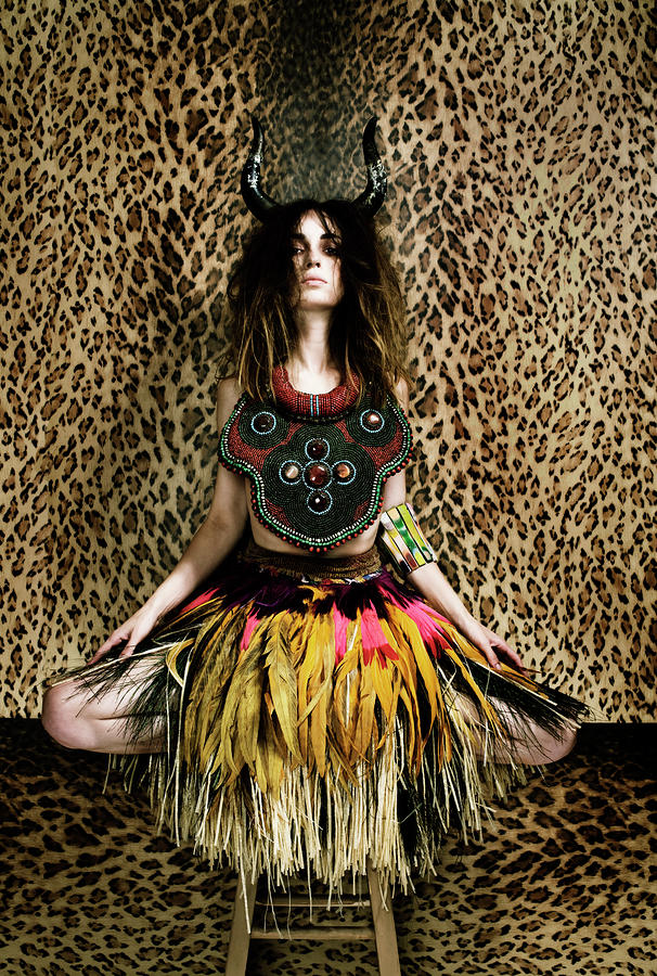 Confident Woman Wearing Tribal Costume Photograph by Mimi Haddon Confident Woman Wearing Tribal Costume Photograph by Mimi Haddon