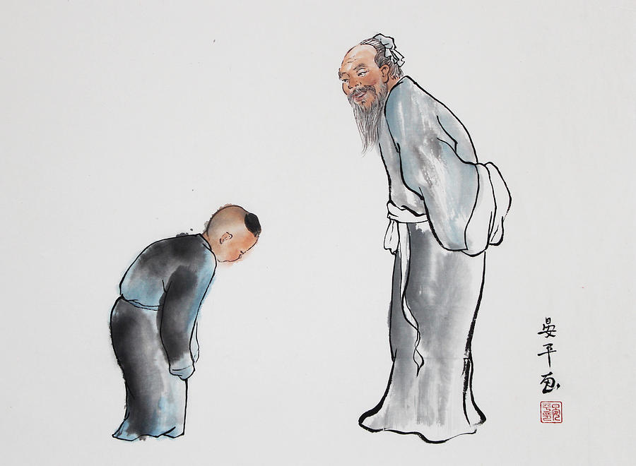 Confucius and Student Painting by Ping Yan