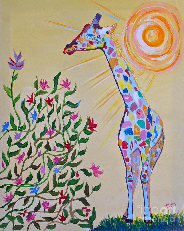 Flower Painting - Confused Giraffe by Phyllis Kaltenbach