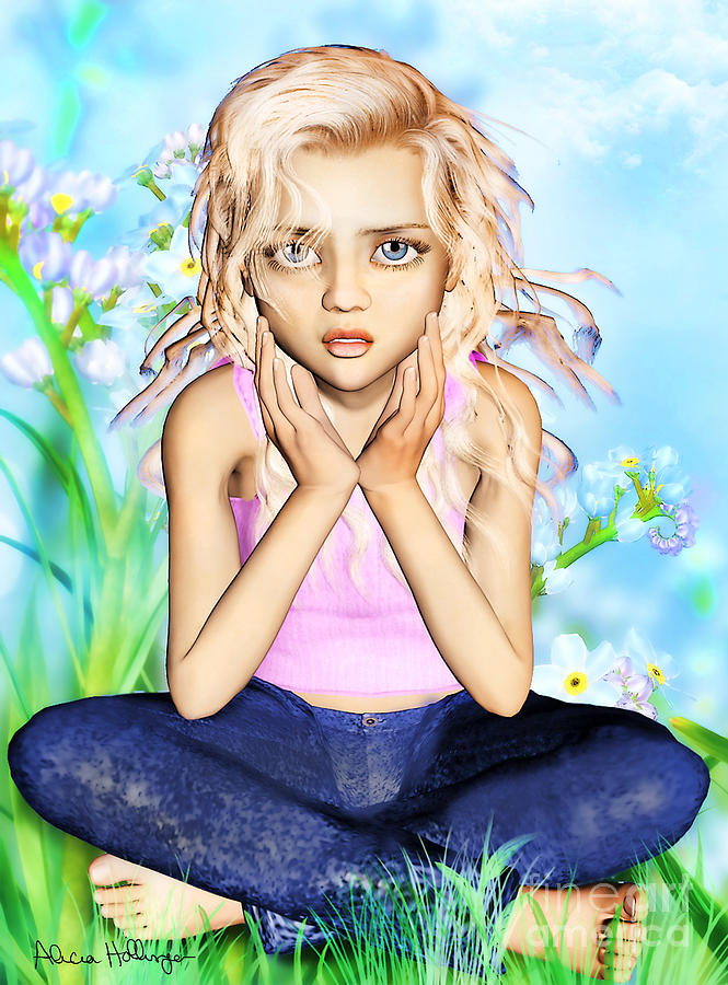 Confused Little Girl Mixed Media by Alicia Hollinger