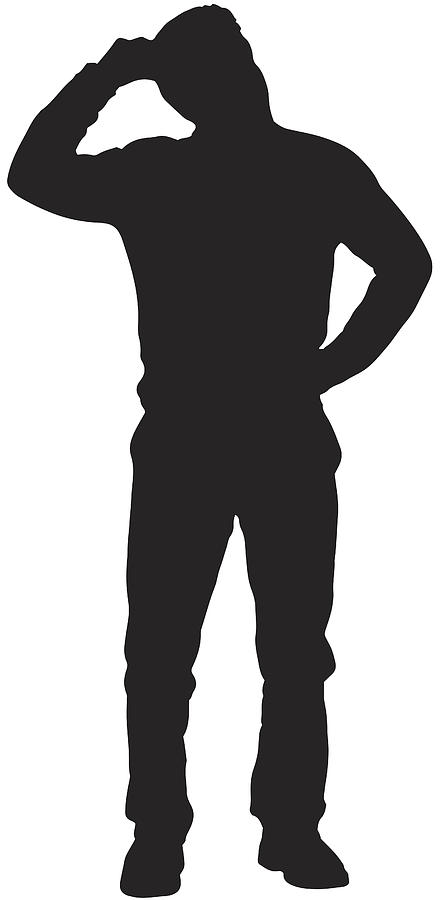 Confused man silhouette Drawing by VectorSilhouettes