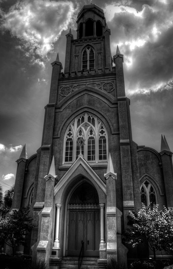 Congregation Mickve Israel Savannah Georgia in Black and White Photograph by Greg and Chrystal Mimbs