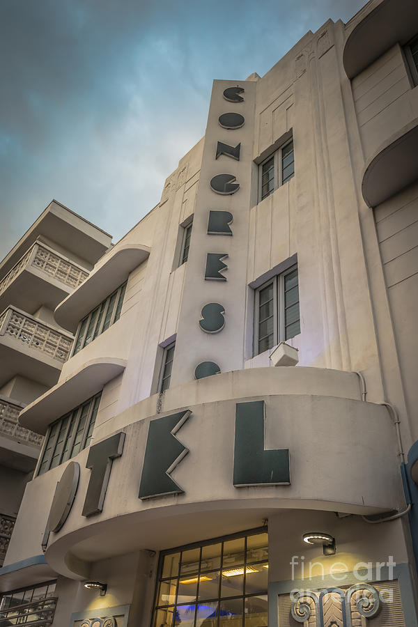Miami Photograph - Congress Hotel Art Deco District SOBE Miami Florida - HDR Style by Ian Monk