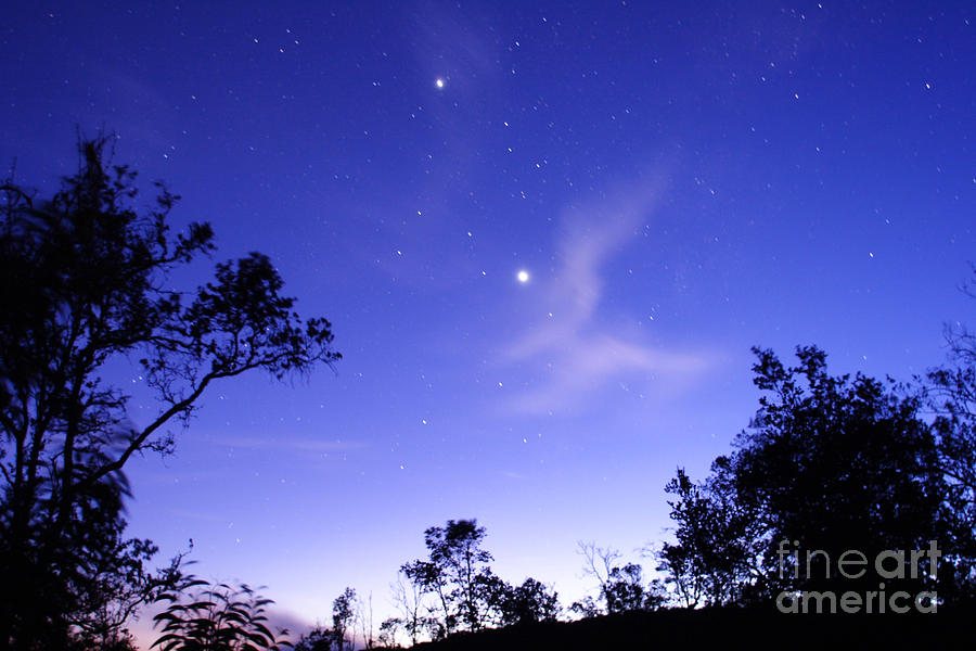 Planet Photograph - Conjunction Of Venus And Jupiter by Stephen & Donna OMeara