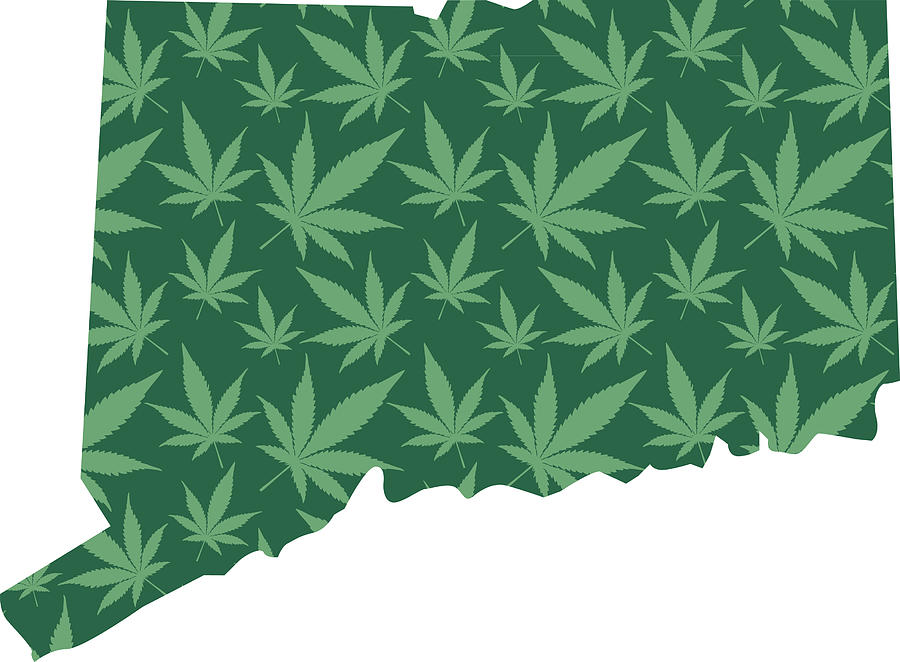Connecticut Marijuana Leaves Pattern Drawing by RobinOlimb