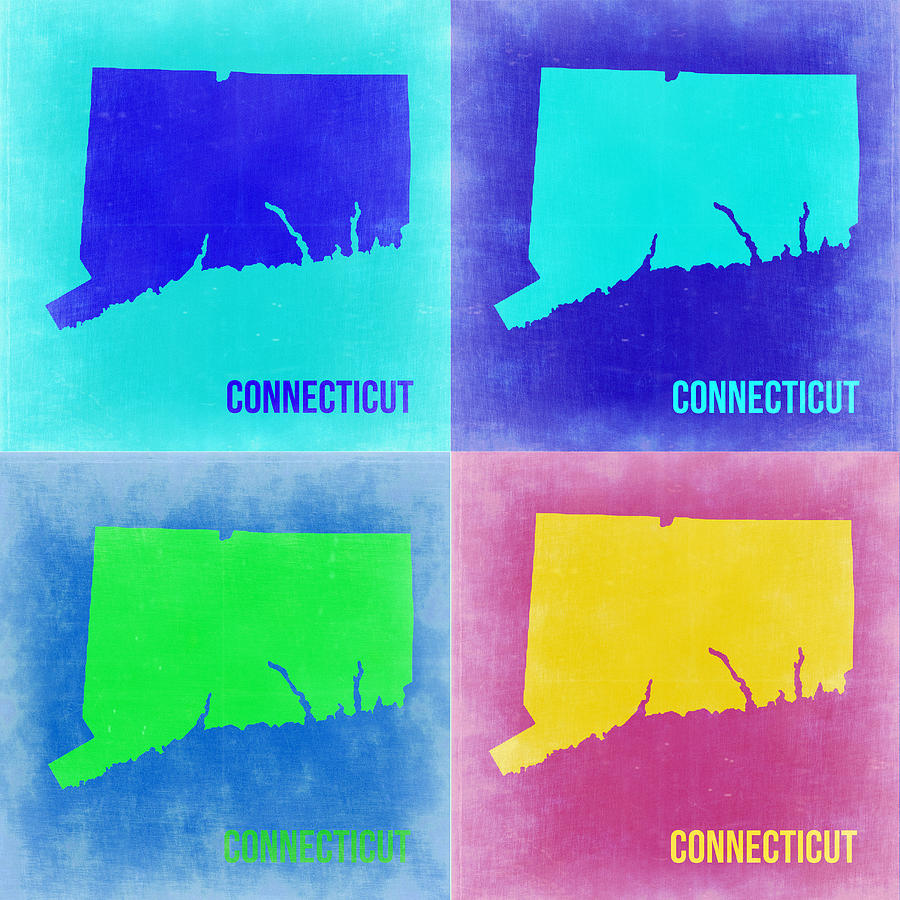 Connecticut Map Painting - Connecticut Pop Art Map 2 by Naxart Studio