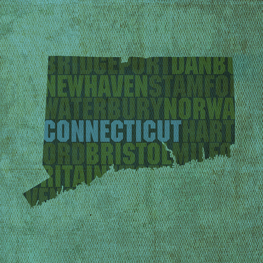 Connecticut Word Art State Map on Canvas Mixed Media by Design Turnpike