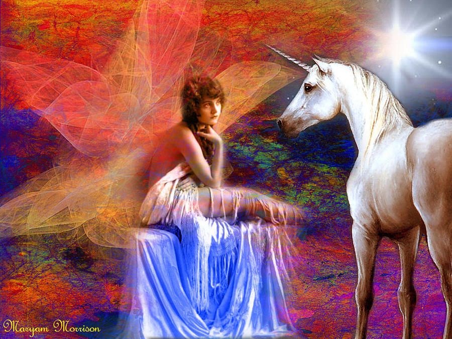 Unicorn Digital Art - Connectiom by Maryam Morrison