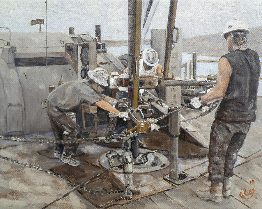 Roughnecks Painting - Connection Time by Galen Cox