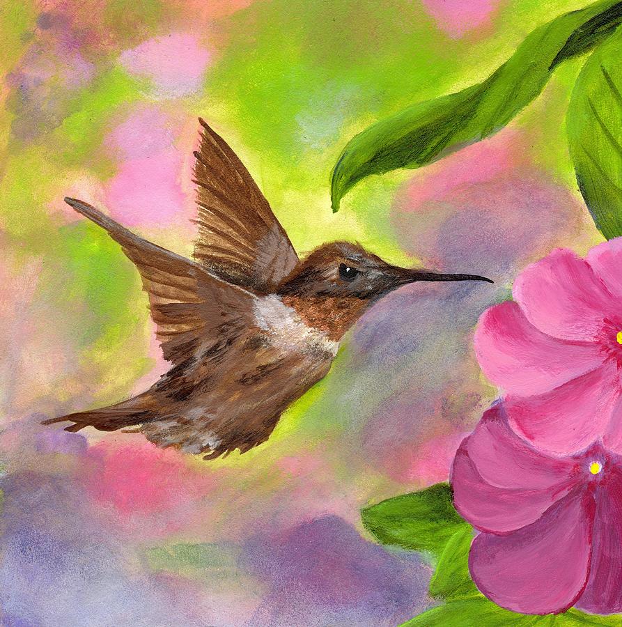 Hummingbird Painting - Connies Hummingbird by Wanda Pepin