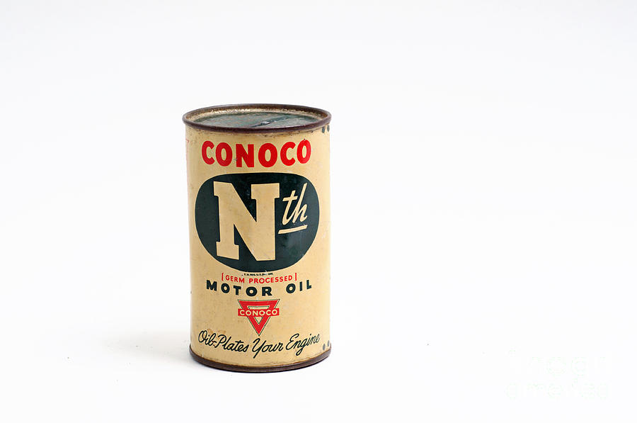 Conoco Motor Oil Piggy Bank - Antique - Tin Photograph by Andee Design
