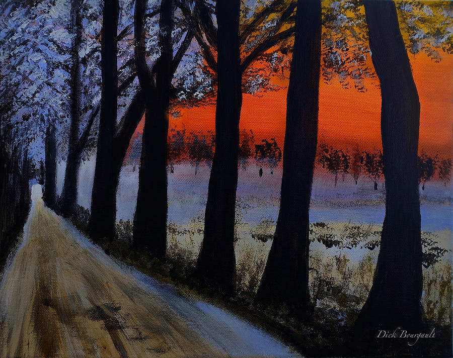 Conrad Road Sunrise Painting by Dick Bourgault