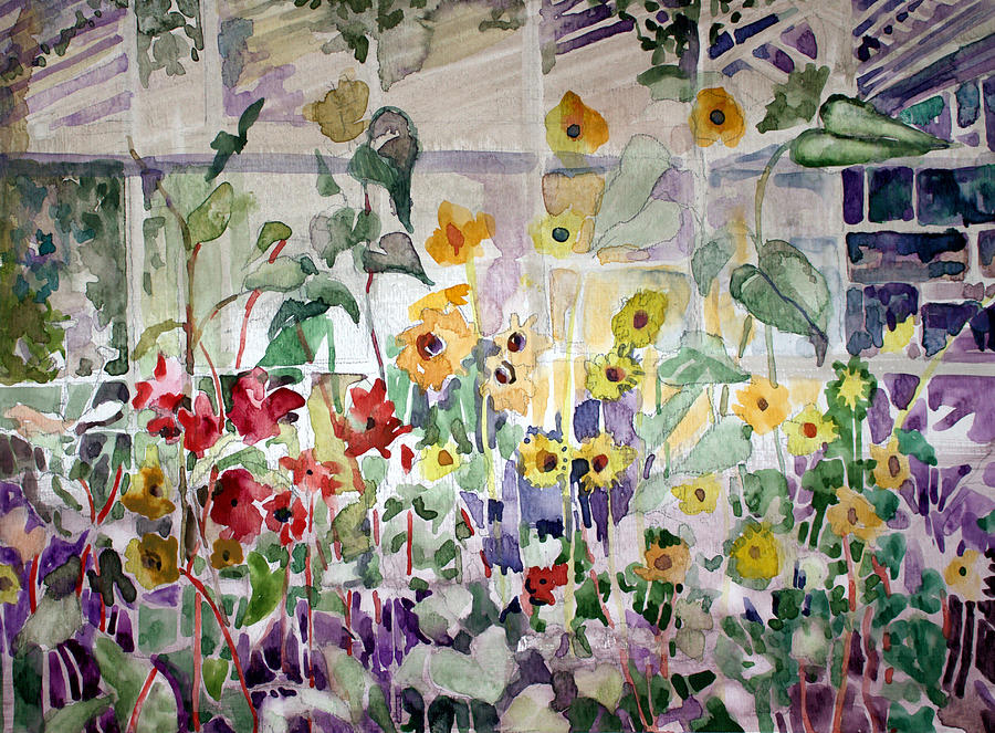Conservatory Sunflowers Painting by Mindy Newman