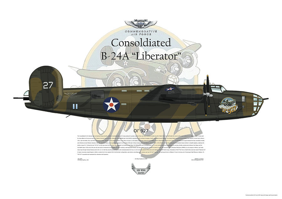 Consolidated Digital Art - Consolidated B-24A Liberator Ol 927 by Arthur Eggers