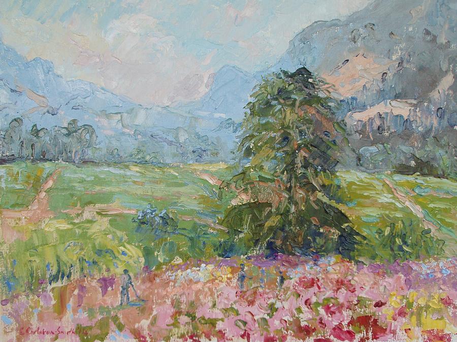 Landscape Painting - Constantia Valley towards Hout Bay by Elinor Fletcher