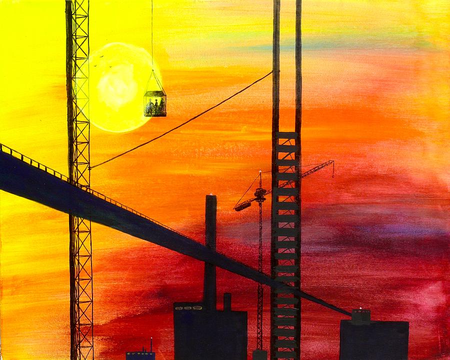 Constructing a City Painting by Vic Delnore
