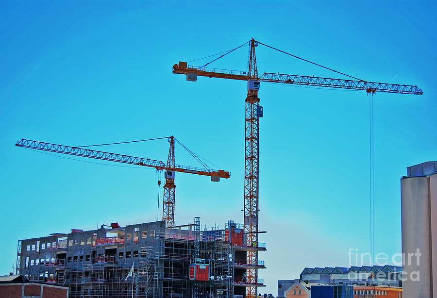 Crane Photograph - construction cranes HDR by Antony McAulay