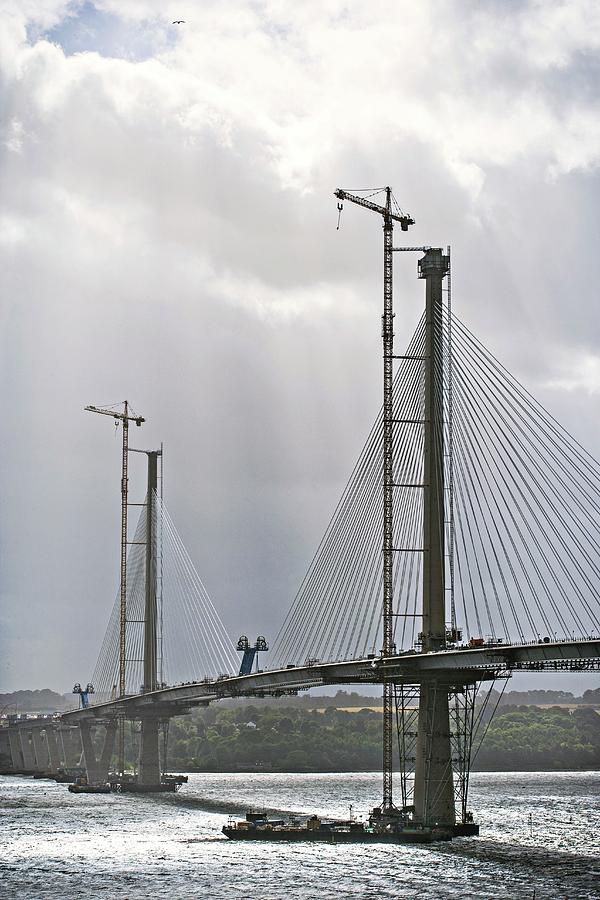 Architecture Photograph - Construction Of Queensferry Crossing Bridge by Lewis Houghton/science Photo Library