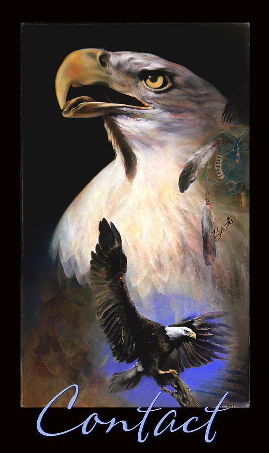 C o n t a c t - Soft Pastel Art - Eagle - Native American Art Pastel by Brooks Garten Hauschild