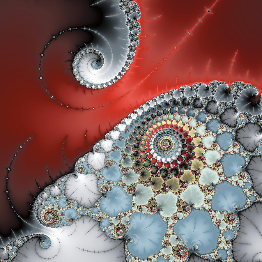 Contact - Fractal spiral art square format Digital Art by Matthias Hauser