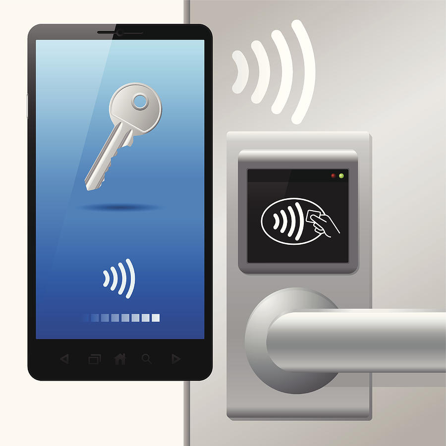 Contactless technology with door, bluetooth, NFC (near field communication) Drawing by Bgblue