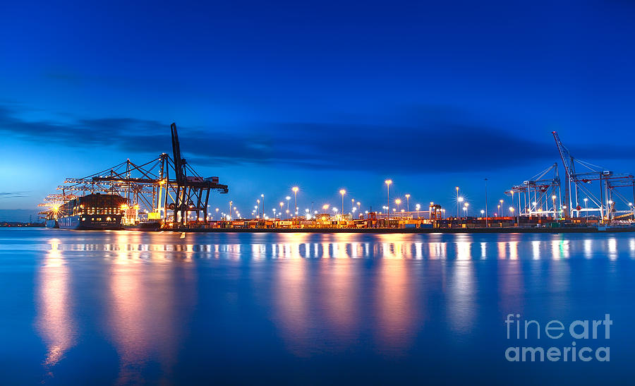 Marchwood container port in Hampshire England Photograph by Simon Bratt