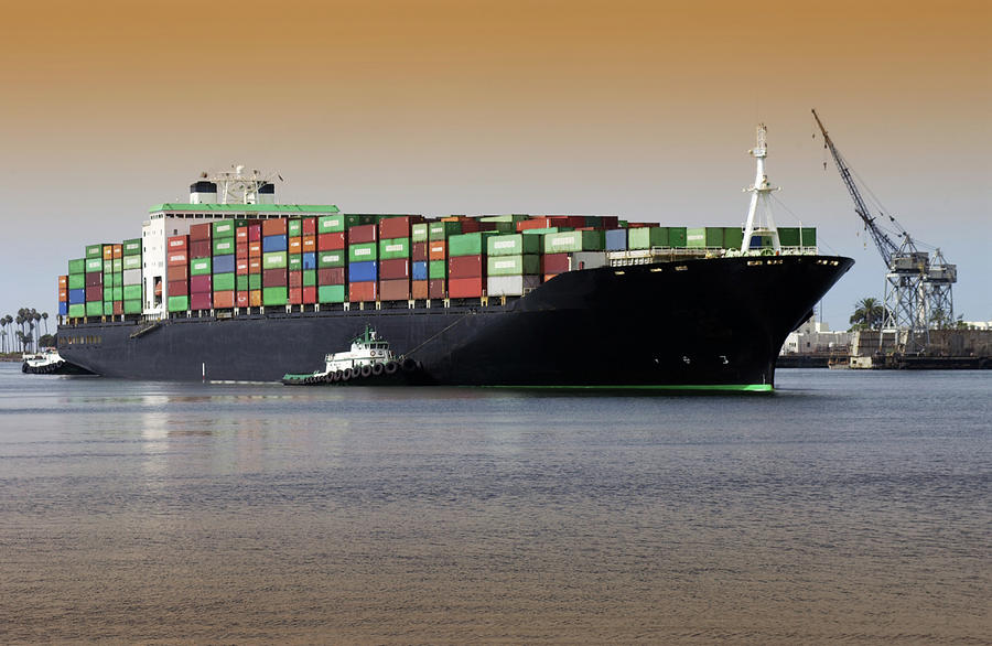 Container Ship And Tug Boat Photograph by Steve Allen/science Photo Library