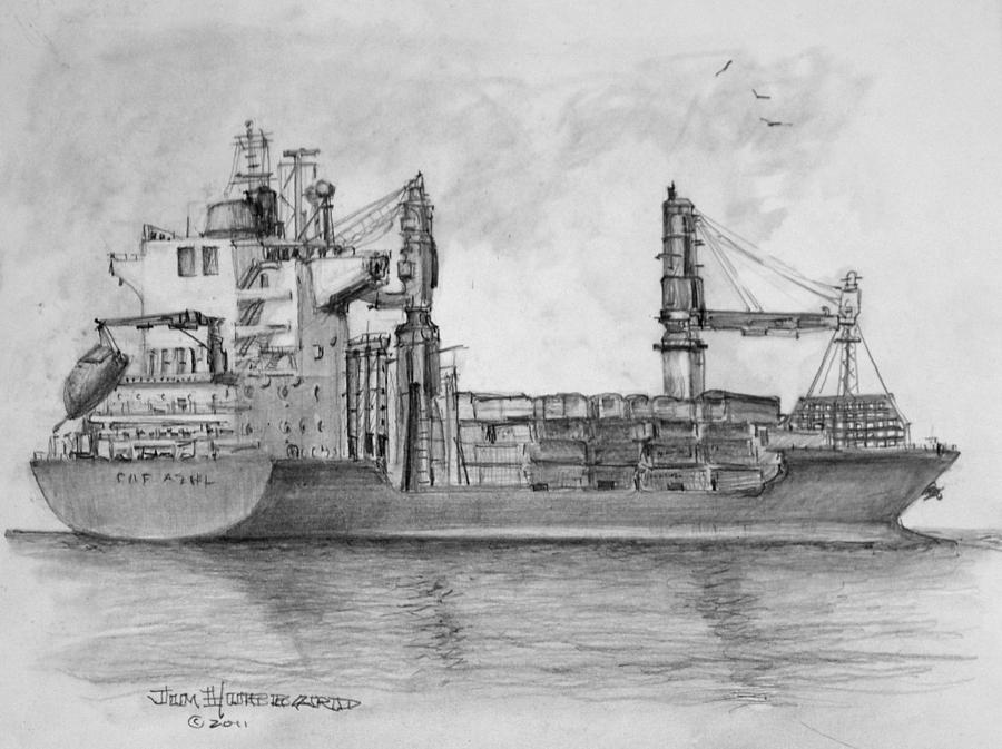 Premium Photo  Big cargo container ship in the sea pencil sketch  generative ai